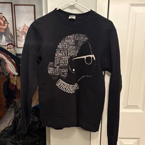 Women's Black Graphic Crewneck Sweater